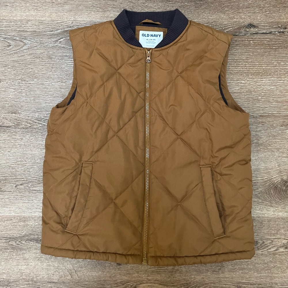 Old Navy Boys Tan Quilted Vest